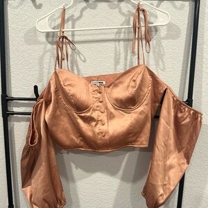 Fashion Nova Corset Style Cold Shoulder Crop Top